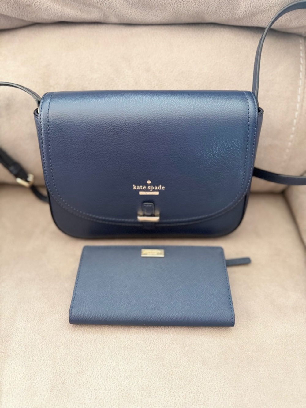 kate spade Navy Leather Crossbody with Matching Wallet